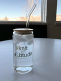 Knit with aLtitude Glass with Top and Straw