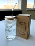 Knit with aLtitude Glass with Top and Straw