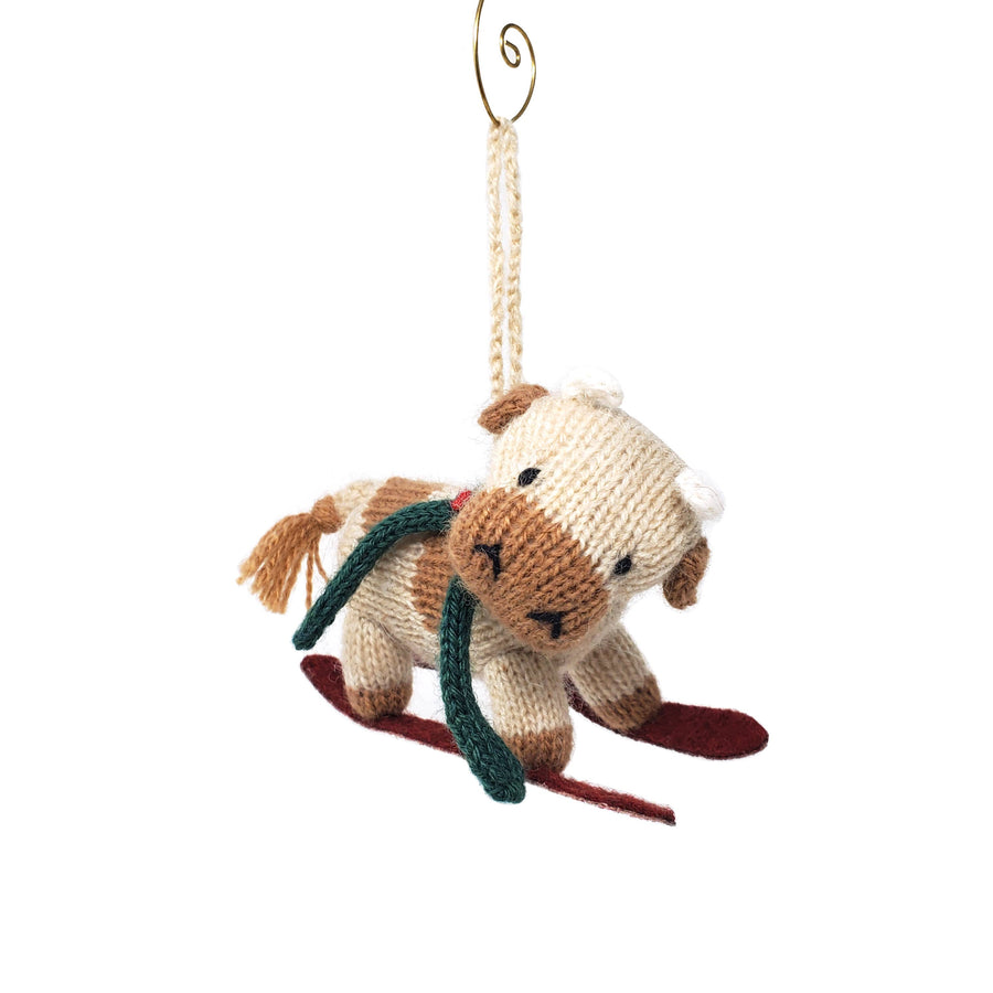 Skiing Cow Holiday Ornament