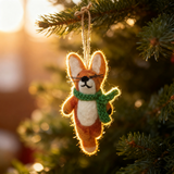 Wool Felt Scarf Fox Ornament – Handmade in Nepal