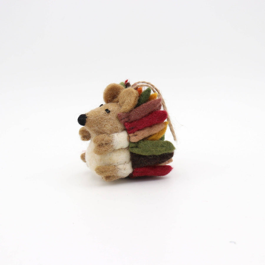 Wool Felt Hedgehog Ornament – Handmade in Nepal
