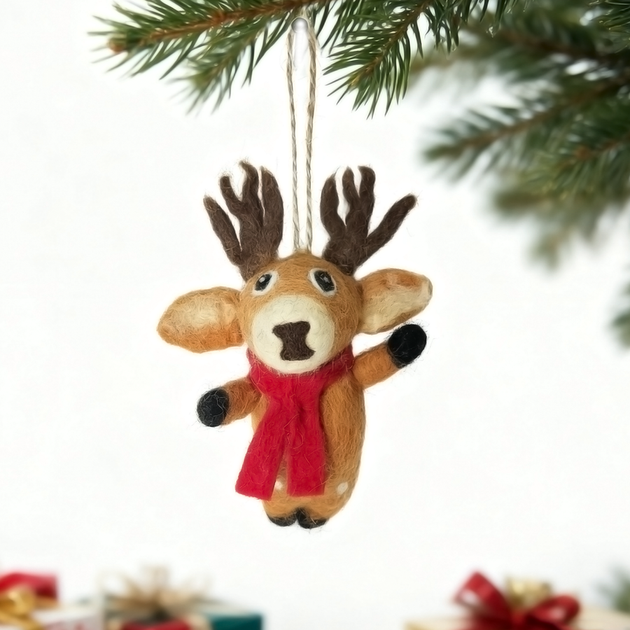Handmade Deer Wool Felt Ornament – Made in Nepal