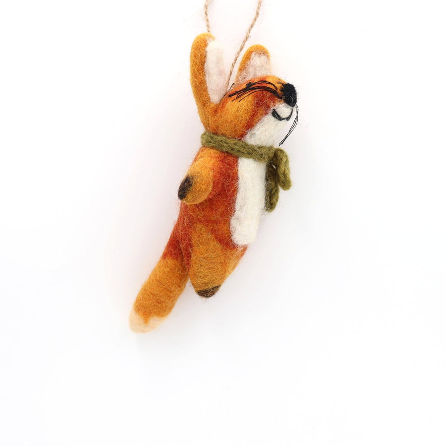 Wool Felt Scarf Fox Ornament – Handmade in Nepal