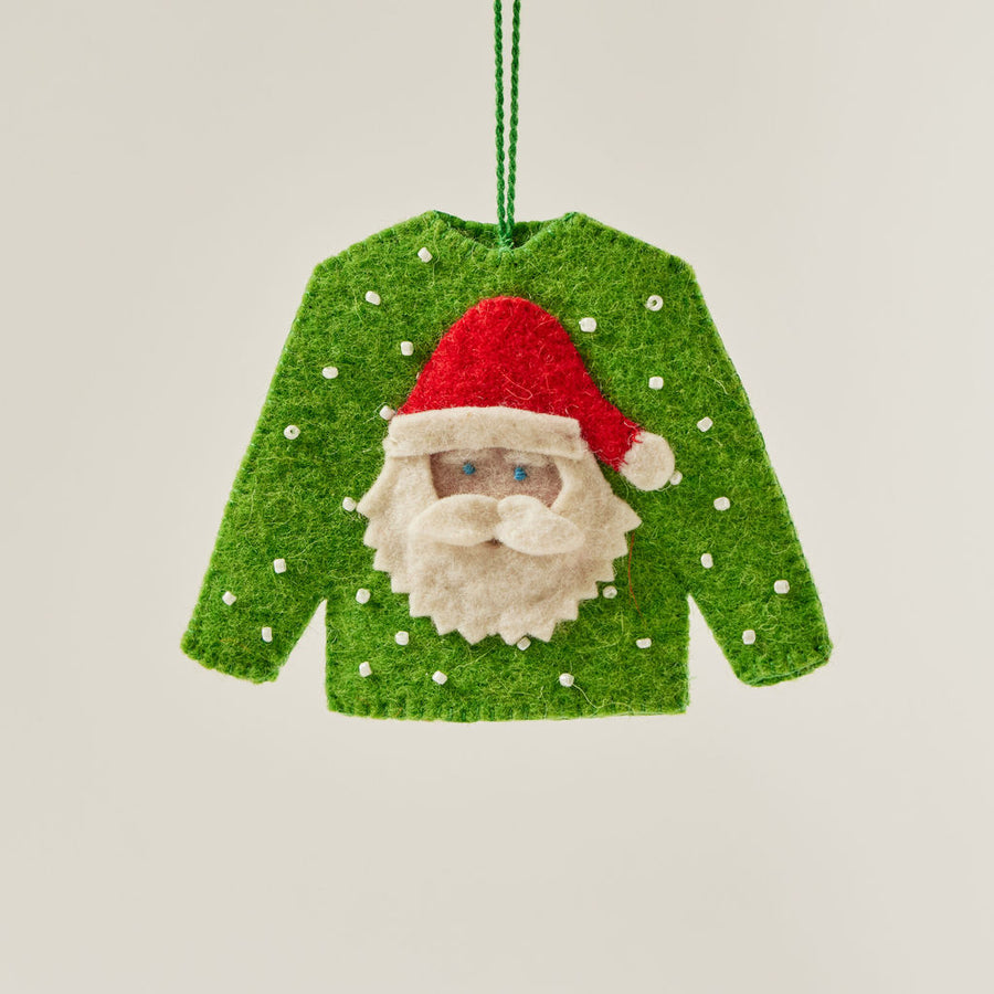 Jolly Santa Sweater Holiday Ornament