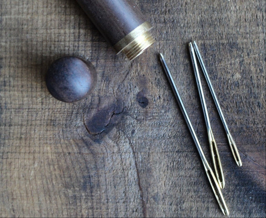 Wooden Needle Case with Tapestry Needles