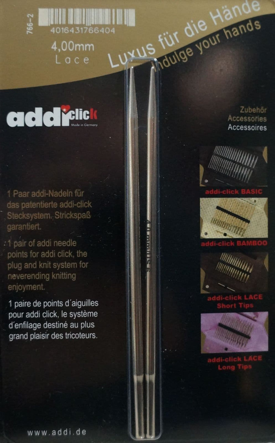 Addi Click Lace Tip Pairs - Long 5" Tips