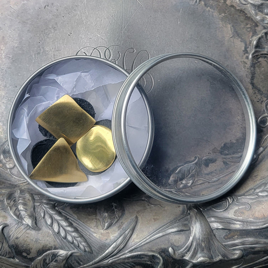 JUL Gold Tone Midcentury Modern Stud Buttons - Set of Three