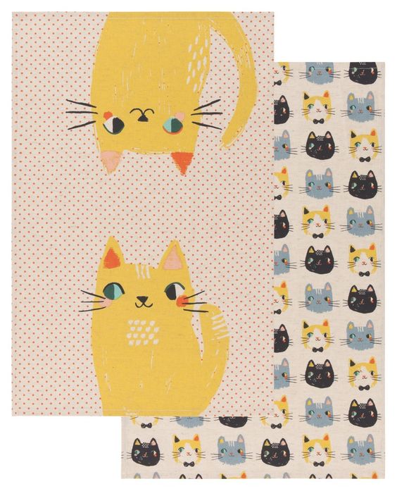 Set of Two Meow Meow Tea Towels