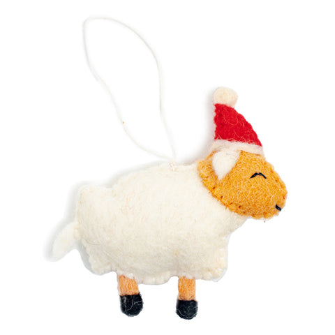 Sheep in Santa Hat Holiday Ornament